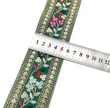 5.5cm width Laminate embroidery gold thread ethnic lace accessories  Embroidery Fabric Sewing Textile Webbing Sequined Flower Lace Ribbon For Dress ZB038