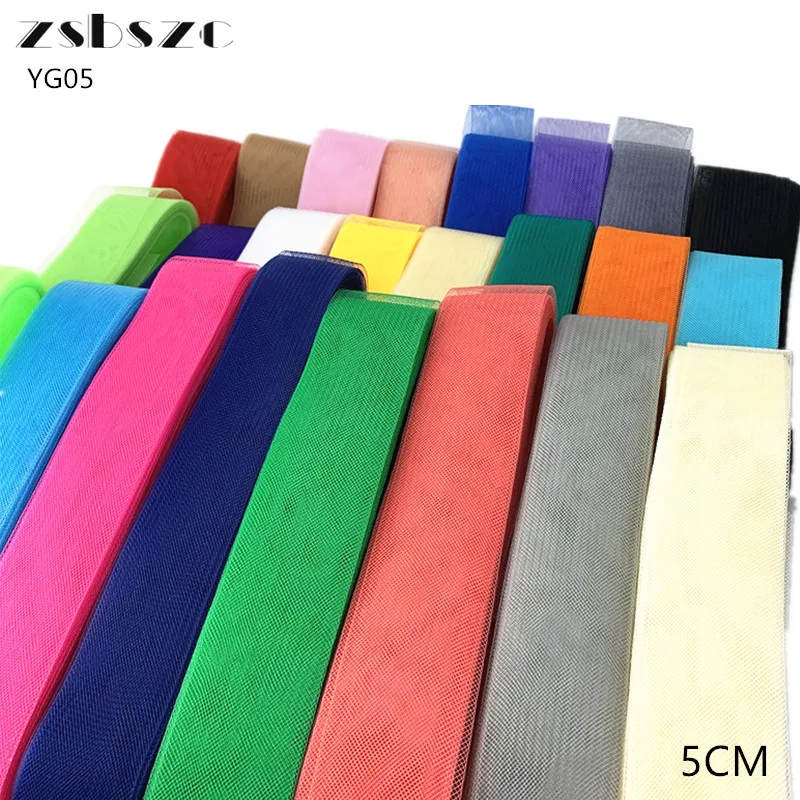 zsbszc 25 yards 5cm width soft Horsehair Mesh Braid Ribbon muticolor Trim Clear mesh ribbon sew on wedding Latin dress samba Hats YG05
