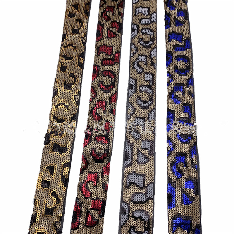 35mm Leopard Print Sequins Fabric Embroidery Lace Sequin Fabric for Sewing Glitter DIY ZB047