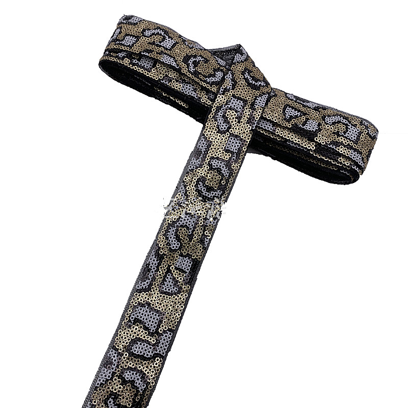 35mm Leopard Print Sequins Fabric Embroidery Lace Sequin Fabric for Sewing Glitter DIY ZB047