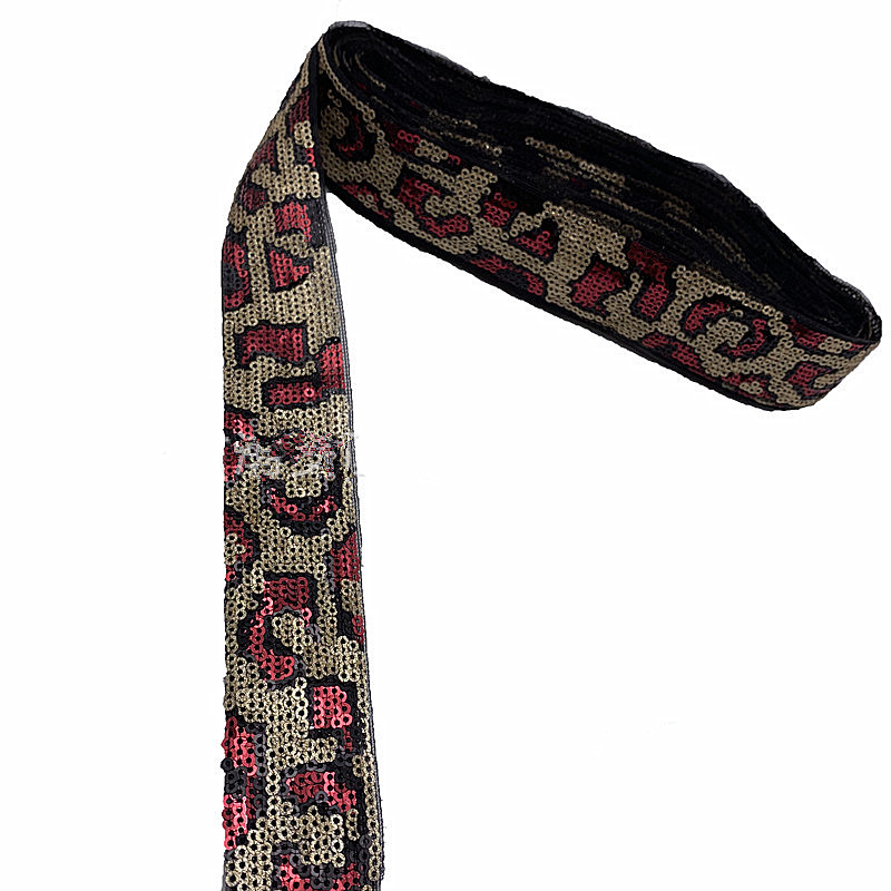 35mm Leopard Print Sequins Fabric Embroidery Lace Sequin Fabric for Sewing Glitter DIY ZB047