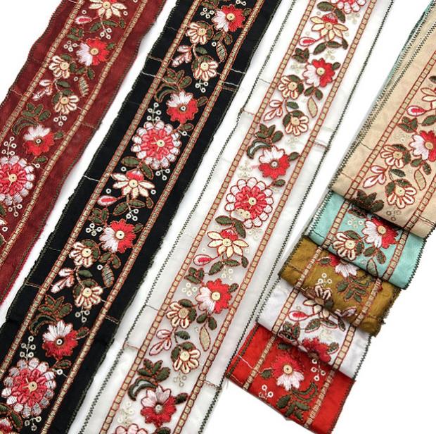 6cm double embroidered plum national wind ribbon, Hanfu multi-colored belt curtain sofa lace accessories wholesale ZB054