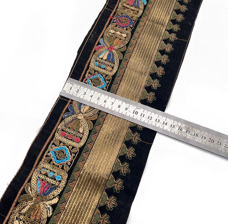 13.5CM Garment Decorative Webbing Ethnic Style Lace Embroidered Webbing Retro copper gold sequins embroidered ribbon clothing accessories ZB050