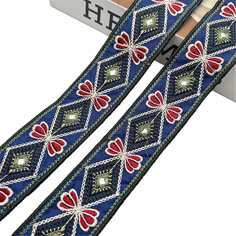 4.5cm Central and Eastern European and n national embroidery bar code retro diamond-shaped mirror lace curtain shoe material clothing ribbon ZB052