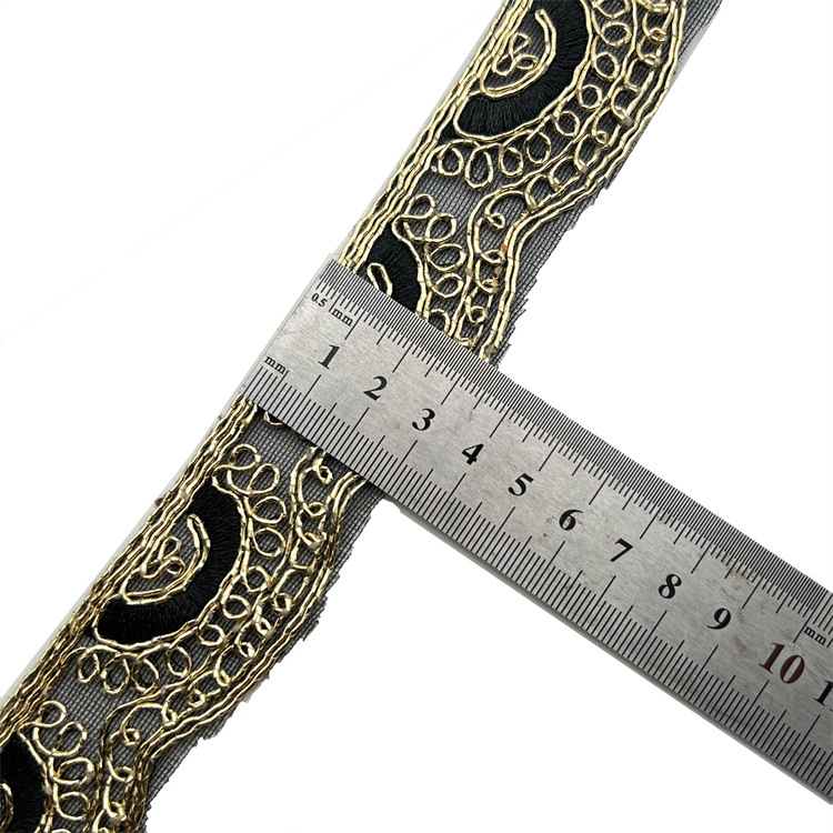 3.5cm wavy gold strand sequin ribbon, exotic national wind headdress hand-embroidered lace accessories ZB057