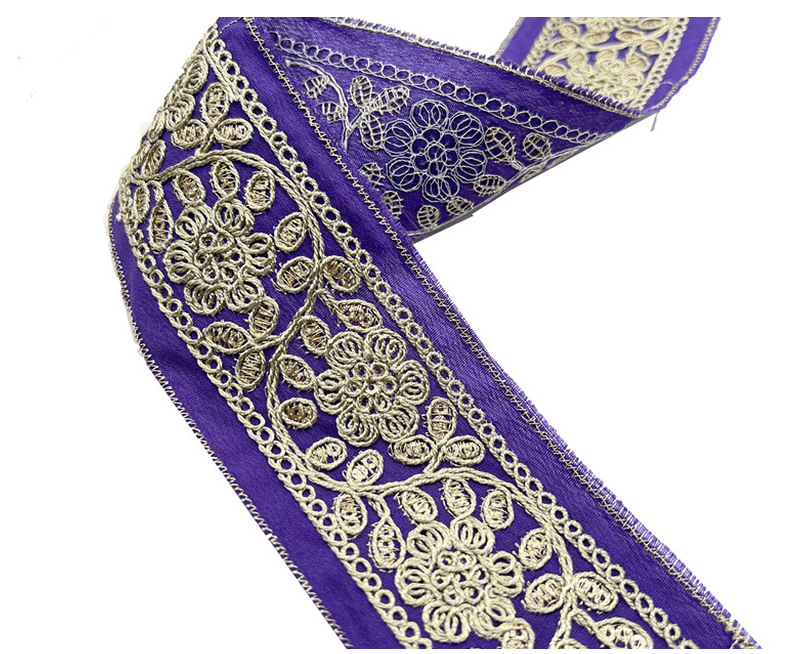 5.5cm national style sequins embroidery bar code gold strands rope Han dress waist belt fabric curtain lace accessories ZB067