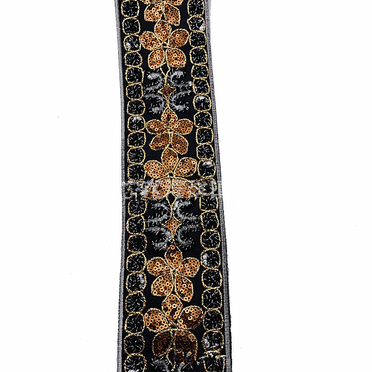 Sewing Accessories Cheongsam Costume Decorative Sequins Ribbons Gold Thread Embroidered Lace Trims Fabric ZB072