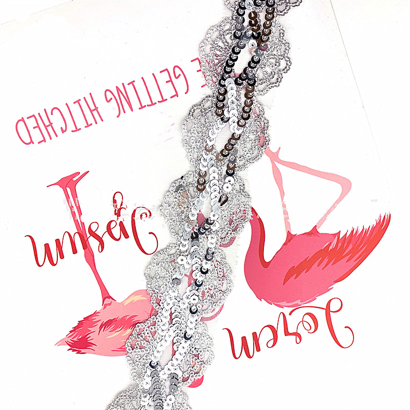 5cm Sequined lace Trimming Sewing Accessories Trims Embroidered Lace Ribbons Webbings Dance Dress Sequins Lace Fabric ZB071