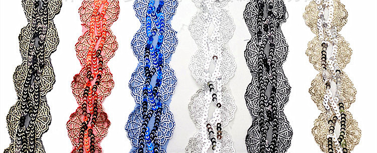 5cm Sequined lace Trimming Sewing Accessories Trims Embroidered Lace Ribbons Webbings Dance Dress Sequins Lace Fabric ZB071