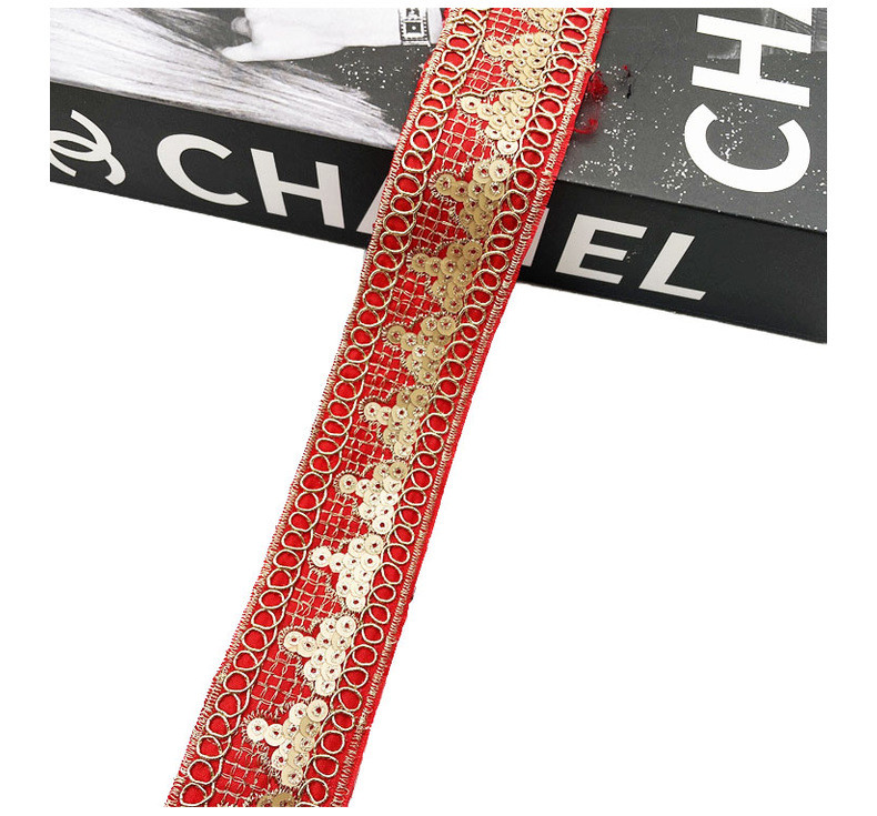 Bohemian gold lapel sequin embroidered ribbon Embroidered Curtain Lace Trim Bar Code For Clothing Decoration ZB070