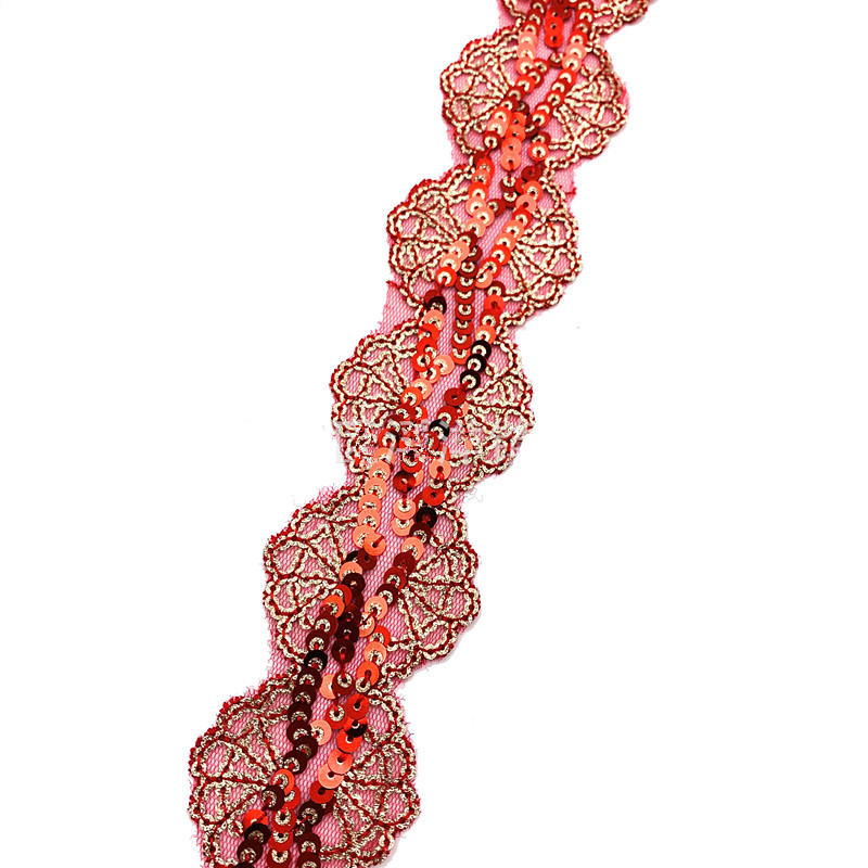 5cm Sequined lace Trimming Sewing Accessories Trims Embroidered Lace Ribbons Webbings Dance Dress Sequins Lace Fabric ZB071