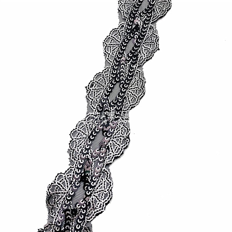 5cm Sequined lace Trimming Sewing Accessories Trims Embroidered Lace Ribbons Webbings Dance Dress Sequins Lace Fabric ZB071