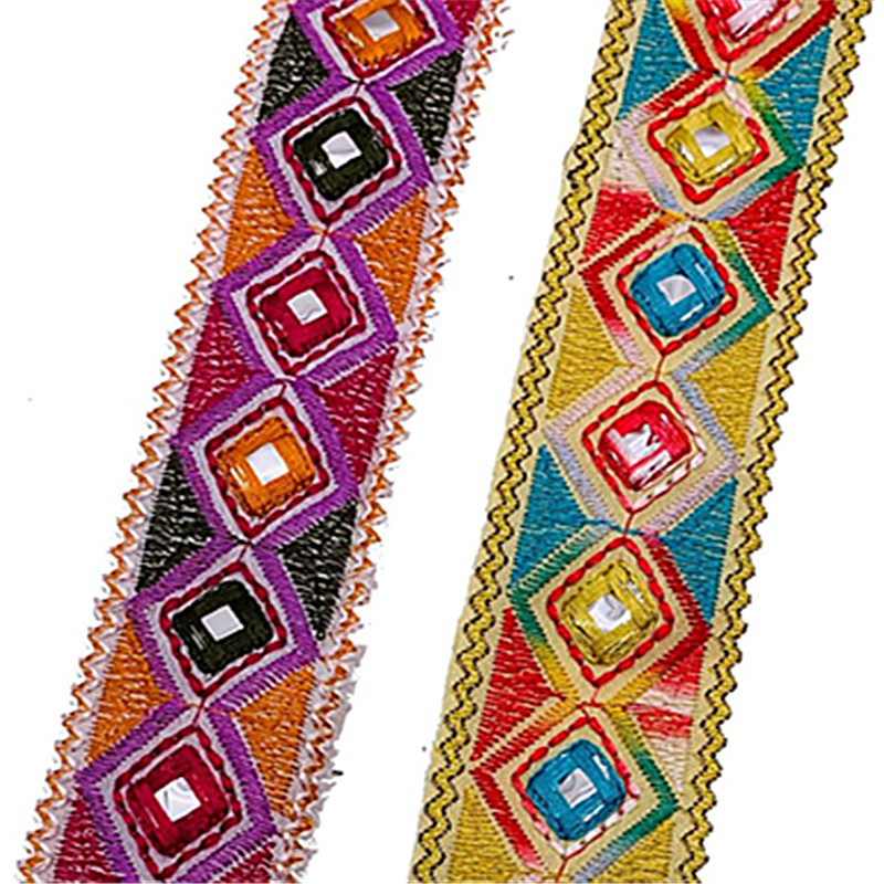 National Wind Sequins with lace Sewing Accessories Ethnic Style Lace Trim Ribbon Embroidered Webbing For Garment ZB074