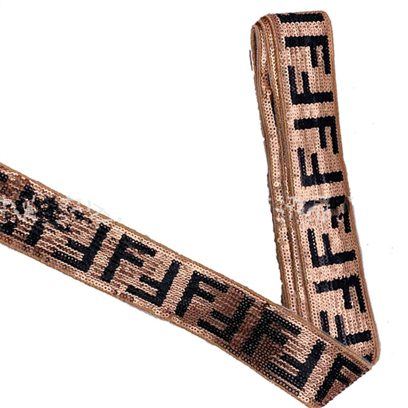 Embroidery beaded ribbon lace  national lace clothing accessories Leopard Print Sequins Fabric Embroidery Lace Sequin Fabric for Sewing Glitter DIY ZB080