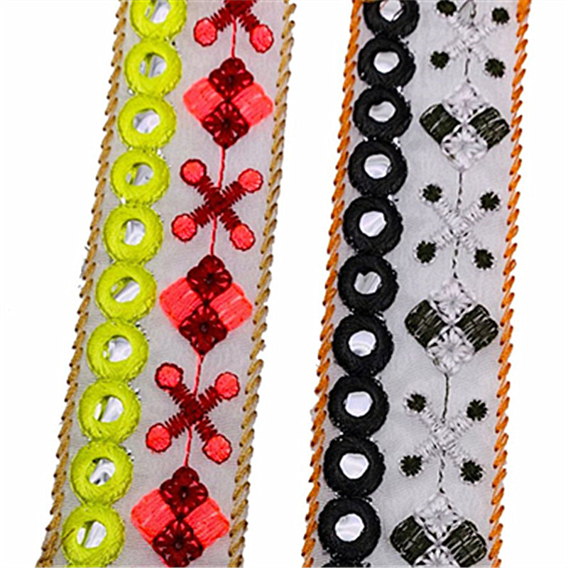 Water-soluble embroidered lace national wind sequins ribbon clothing accessories colorful lace ZB075