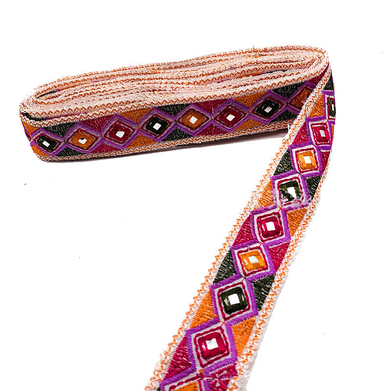 National Wind Sequins with lace Sewing Accessories Ethnic Style Lace Trim Ribbon Embroidered Webbing For Garment ZB074