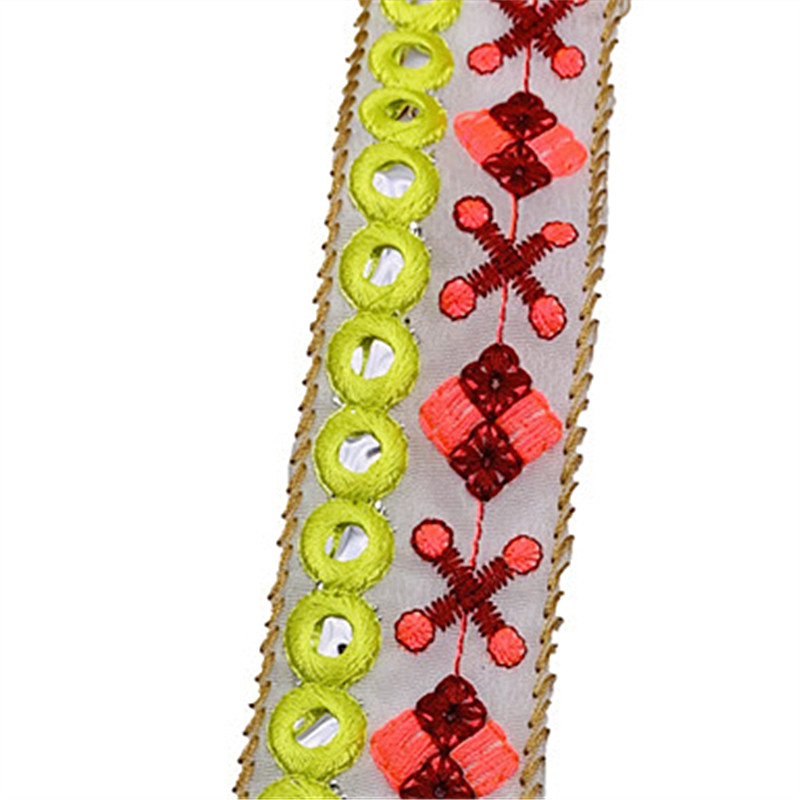 Water-soluble embroidered lace national wind sequins ribbon clothing accessories colorful lace ZB075