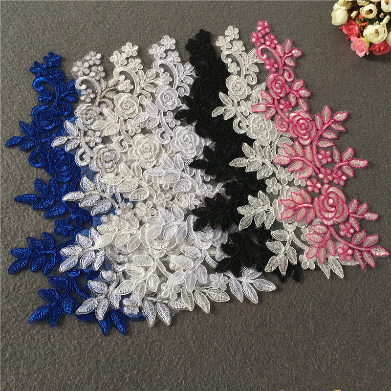 Multi-colored wedding dress rims flower bride wedding shoes lace flower dress DIY lace accessories CG070