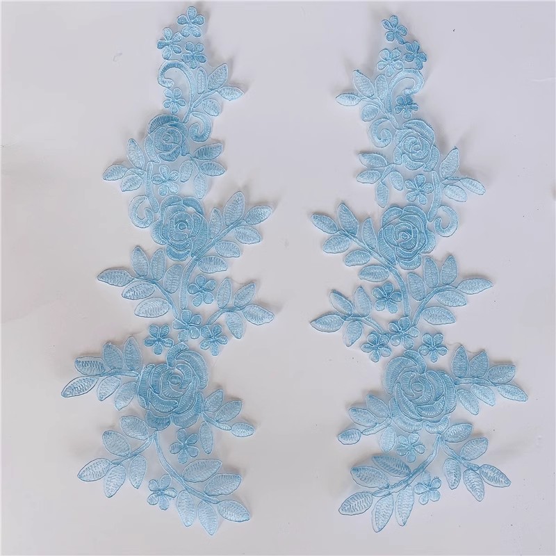 Border Mirror Flowers Handmade DIY Jewelry Wedding Dress Accessories Patch Embroidered Applique CG072