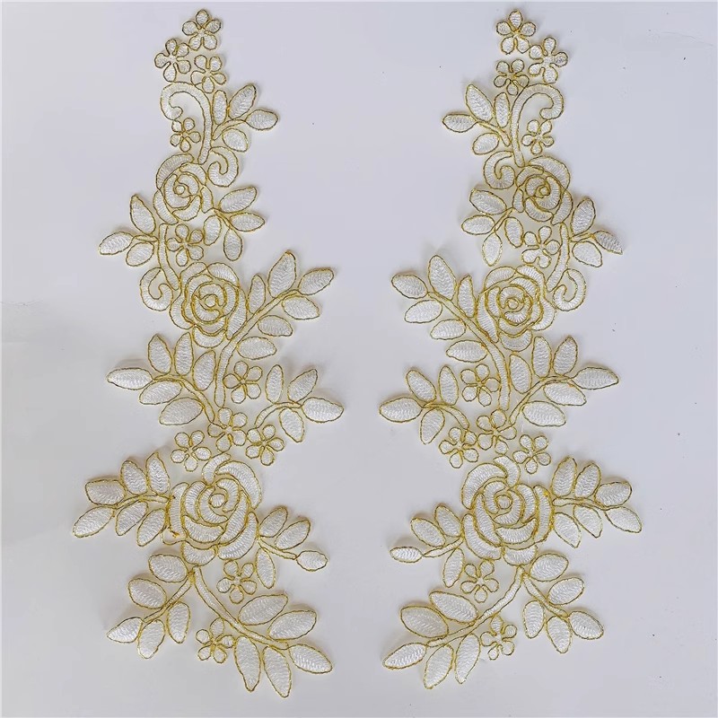 Border Mirror Flowers Handmade DIY Jewelry Wedding Dress Accessories Patch Embroidered Applique CG072
