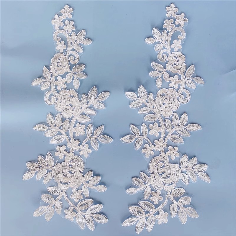 Border Mirror Flowers Handmade DIY Jewelry Wedding Dress Accessories Patch Embroidered Applique CG072
