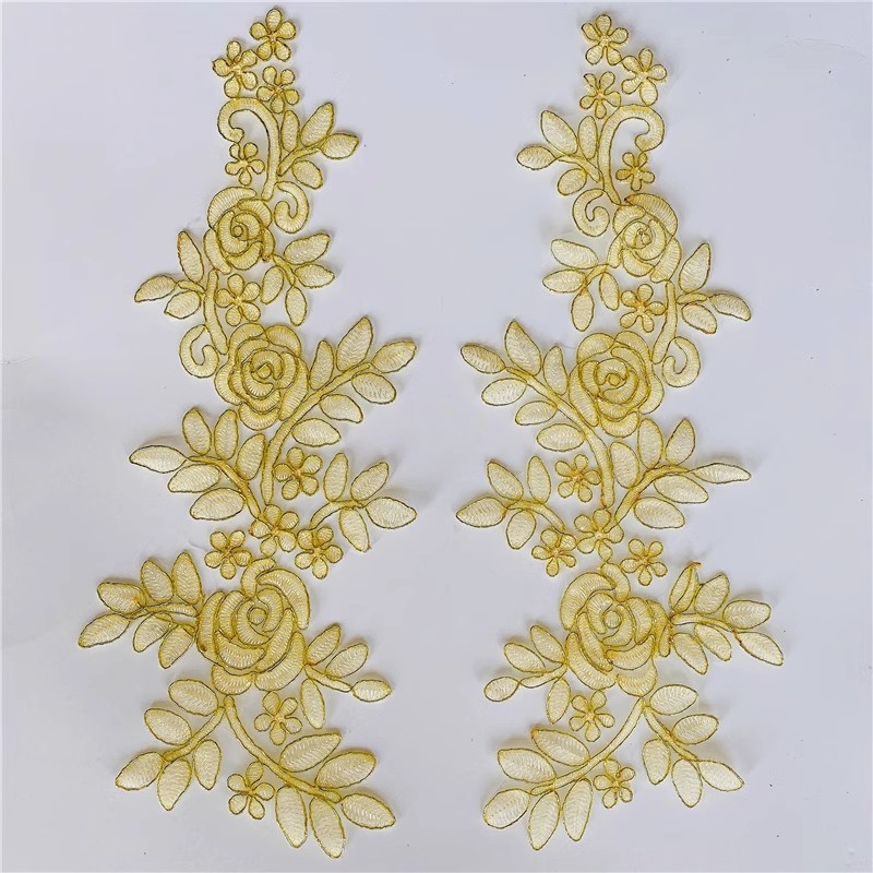 Border Mirror Flowers Handmade DIY Jewelry Wedding Dress Accessories Patch Embroidered Applique CG072