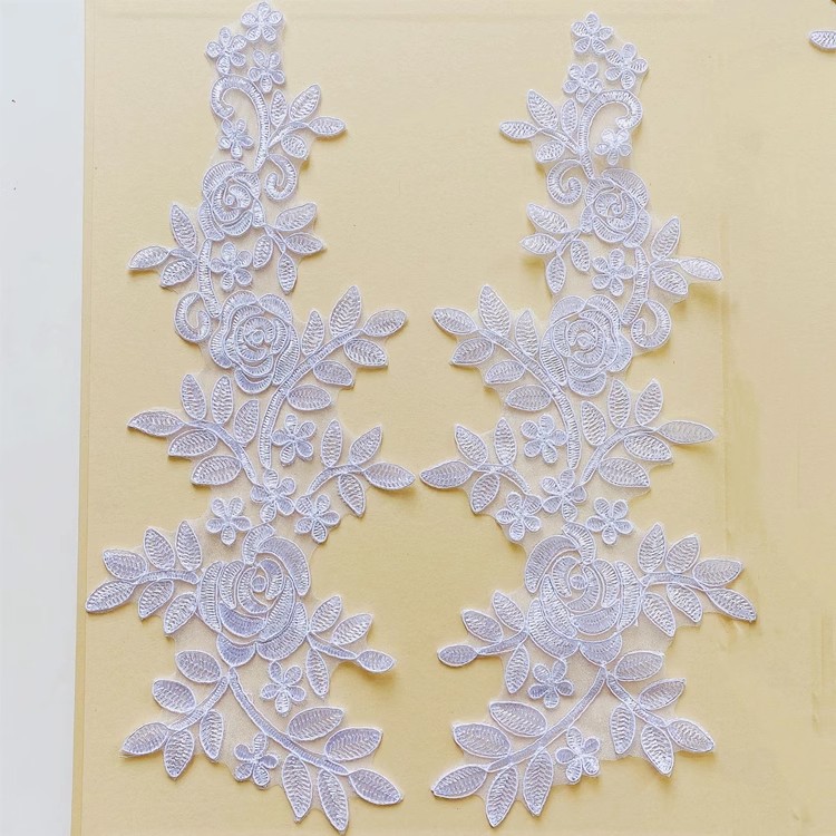 Border Mirror Flowers Handmade DIY Jewelry Wedding Dress Accessories Patch Embroidered Applique CG072