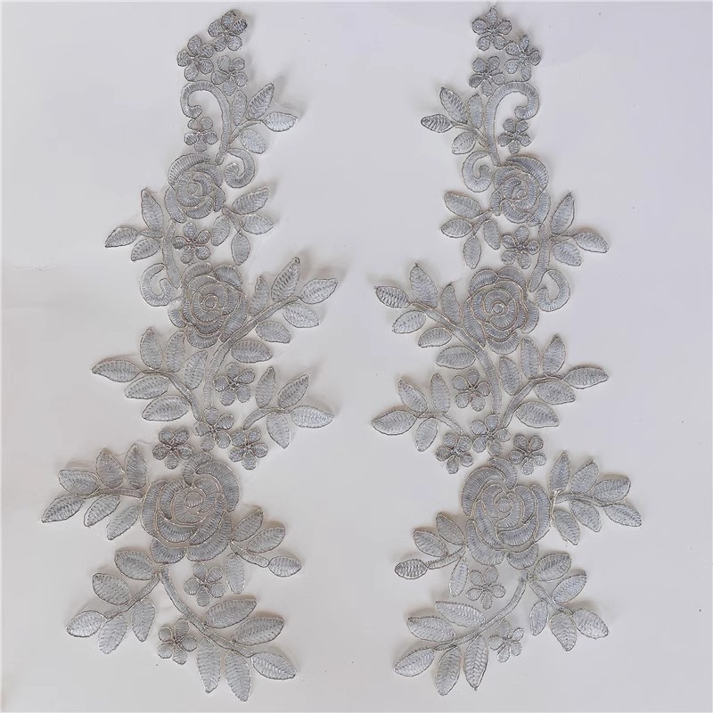 Border Mirror Flowers Handmade DIY Jewelry Wedding Dress Accessories Patch Embroidered Applique CG072