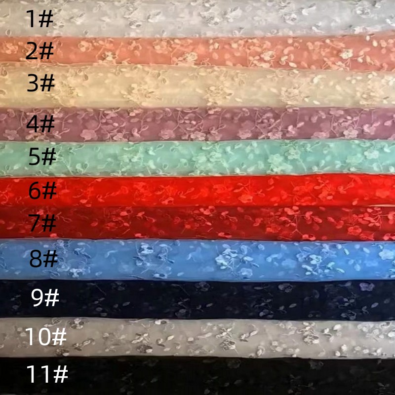 Eyelash lace wedding dress mesh lace lace fabric four leaf green grass embroidered fabric MF98