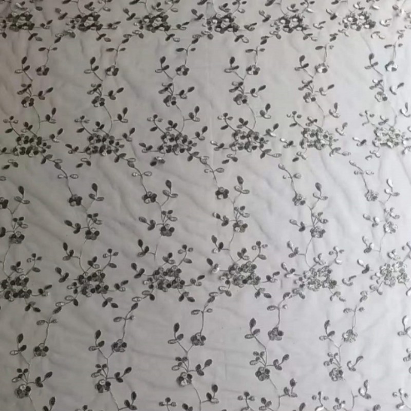 Eyelash lace wedding dress mesh lace lace fabric four leaf green grass embroidered fabric MF98