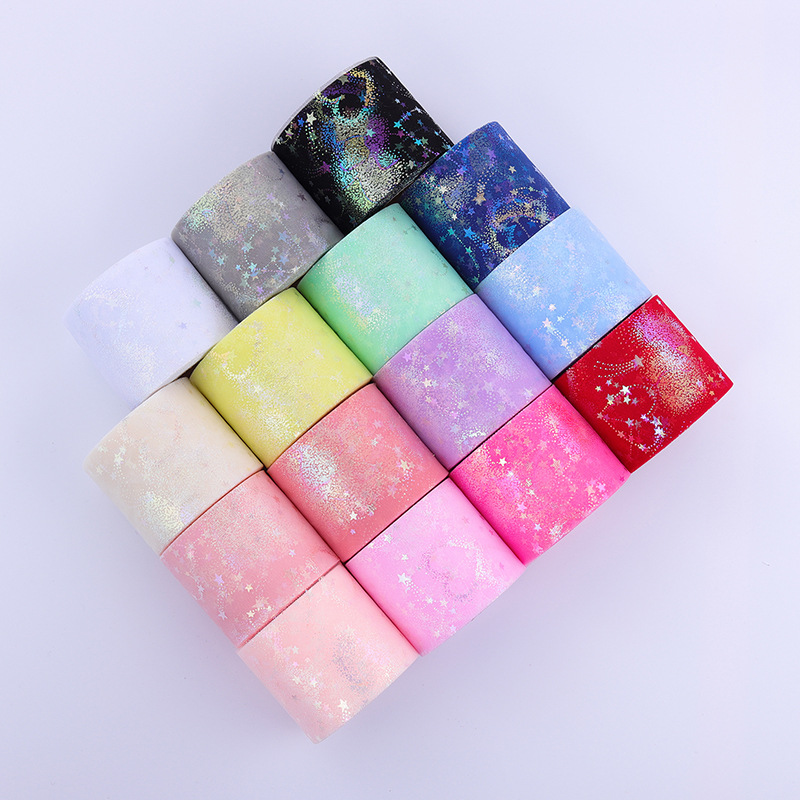 6/8cm*25yards  Colorful shooting star love tulle ribbon  , Handmade DIY Bow Decoration, Love five-pointed star colorful sequins DT004