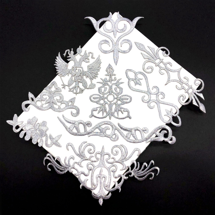 diy garment decorative hotfix accessories patch sticker embroidery costume dress bag hat edge embellished iron-on applique patch DA940 silver