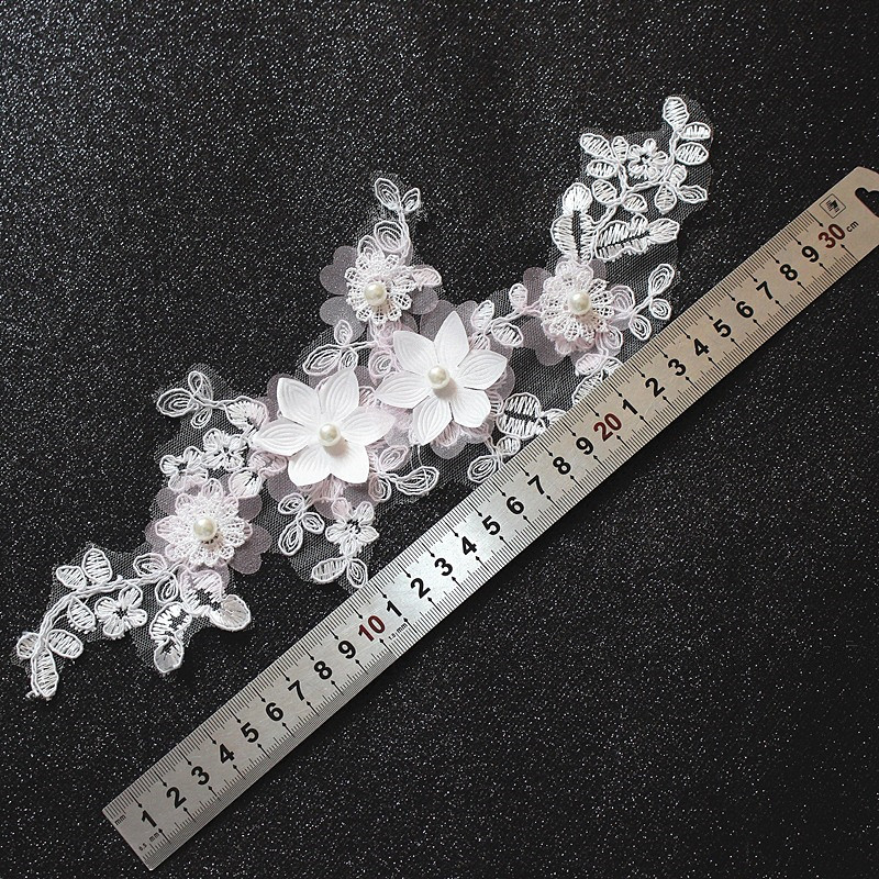 Clothes Headdress Decoration Accessories Pearl Rhinestone Patches Flower Embroidered Appliques DA923