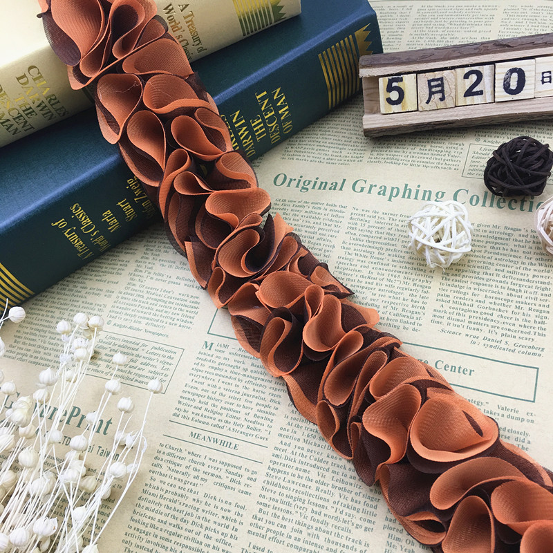 Flowers Chiffon Cluster Lace Trim Bride Wedding Dress Decoration Lace Ribbon Fabric Applique Trimming Sewing Supplies XF06