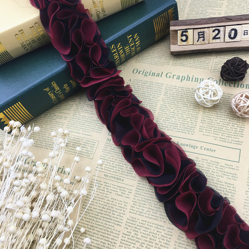 Flowers Chiffon Cluster Lace Trim Bride Wedding Dress Decoration Lace Ribbon Fabric Applique Trimming Sewing Supplies XF06