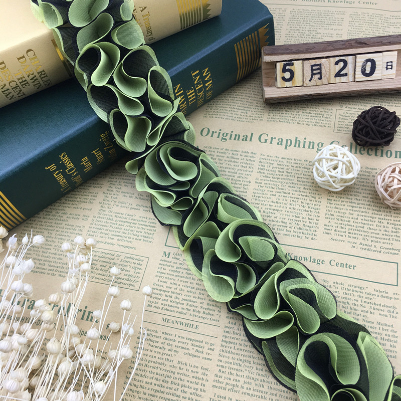 Flowers Chiffon Cluster Lace Trim Bride Wedding Dress Decoration Lace Ribbon Fabric Applique Trimming Sewing Supplies XF06