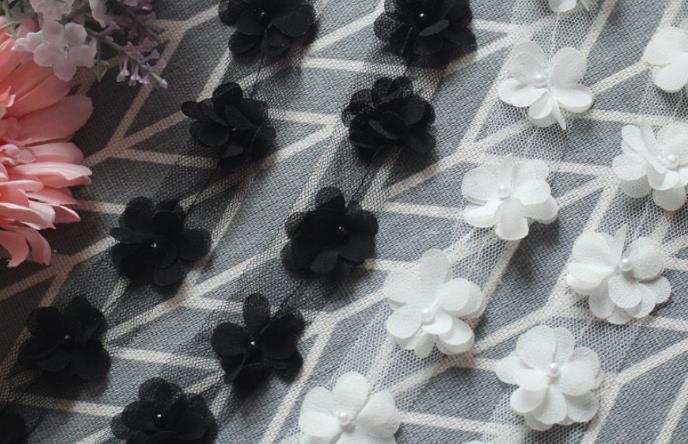 2.5cm high-quality pearl chiffon three-dimensional flower wedding dress headdress clothing accessories DIY handmade accessories XF20