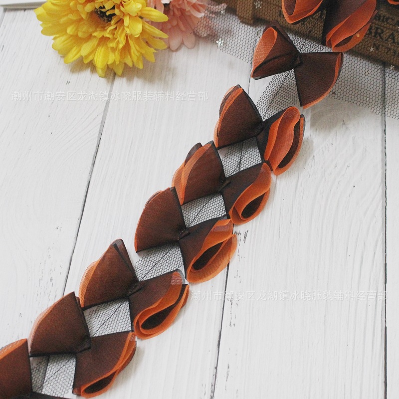 Double color, chiffon lace, three-dimensional flowers diy handmade skirt accessories clothing accessories XF22