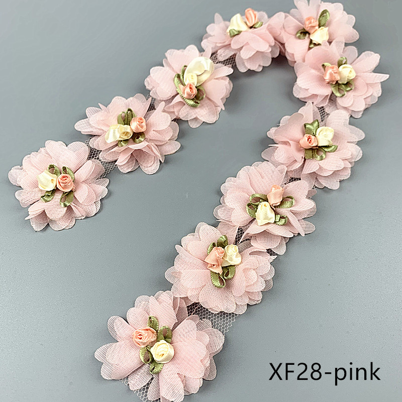 10 flowers  Chiffon lace 3D flower dress accessories dress  decoration  lace fabrics soluble lace trimming embroidered Lace XF28