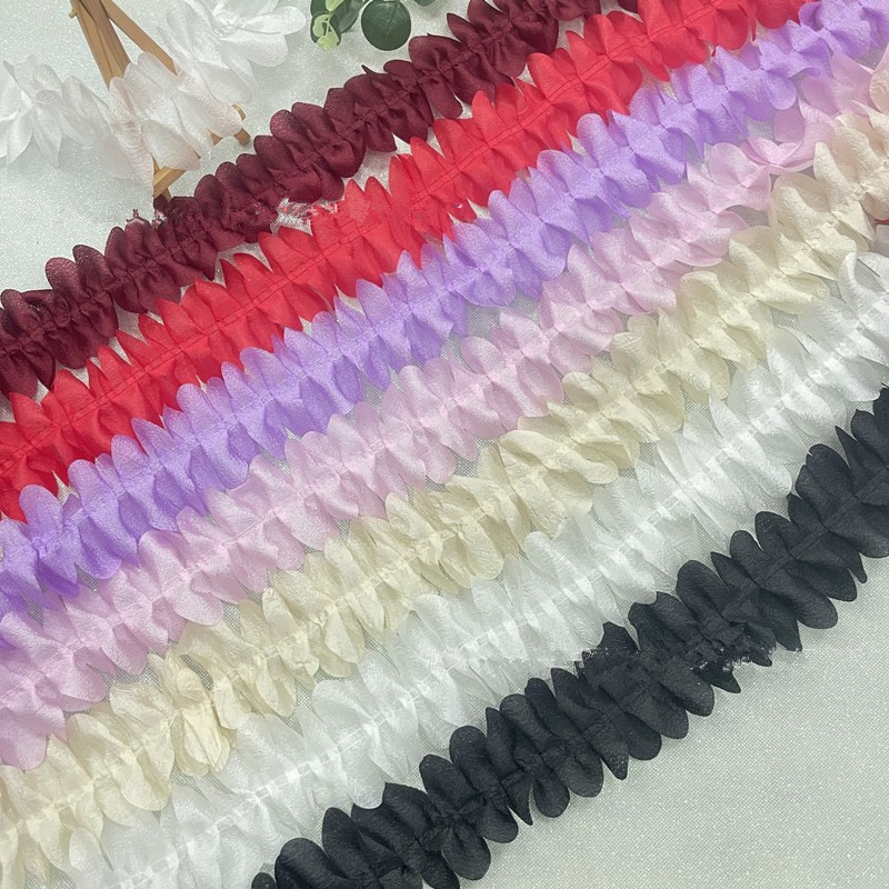 7.8cm Trim Ruffles Lace Trim Pleated chiffon Ribbon Fabric for Sewing DIY Baby Dress Garment XF33