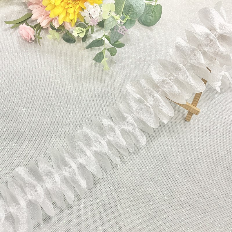 7.8cm Trim Ruffles Lace Trim Pleated chiffon Ribbon Fabric for Sewing DIY Baby Dress Garment XF33