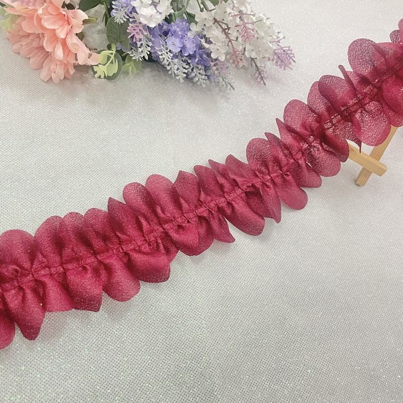 7.8cm Trim Ruffles Lace Trim Pleated chiffon Ribbon Fabric for Sewing DIY Baby Dress Garment XF33