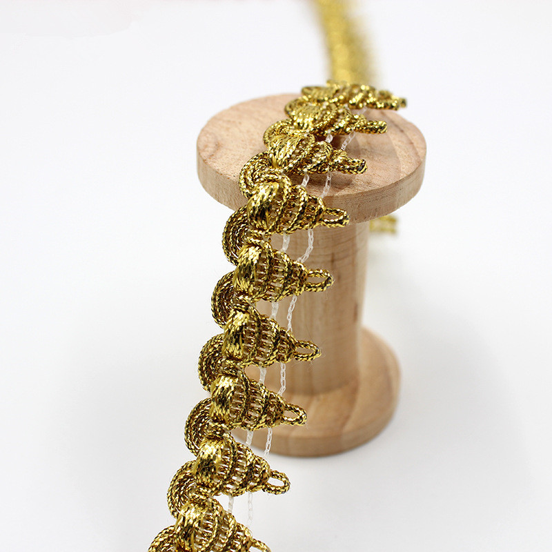 diy polyester accessories shoes lace fabric 2CM 10 Y gold thread braided trimming sewing decor dacewear costume wave lace trim ZD126