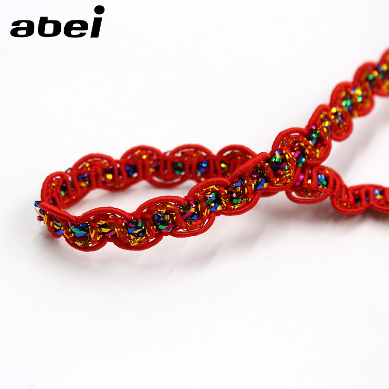 diy polyester garment tatting fabric lace 8mm S shape braided trimming edge sewing dancewear costume sequined lace trim ZD121