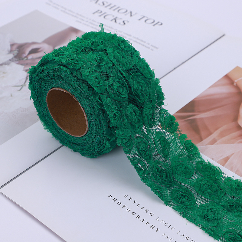 6/8CM*5YARDS Laser embroidered rose flowers, Embroidered webbing, 3D Rose DIY Hair Accessories Shoes and clothing accessories D963