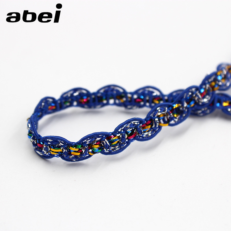 diy polyester garment tatting fabric lace 8mm S shape braided trimming edge sewing dancewear costume sequined lace trim ZD121