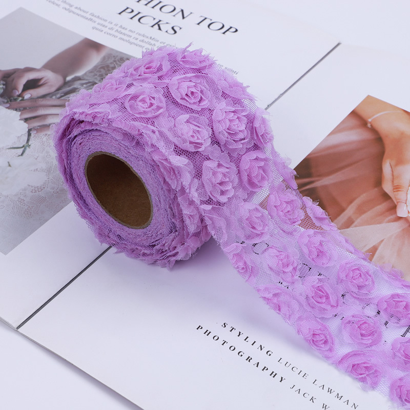 6/8CM*5YARDS Laser embroidered rose flowers, Embroidered webbing, 3D Rose DIY Hair Accessories Shoes and clothing accessories D963