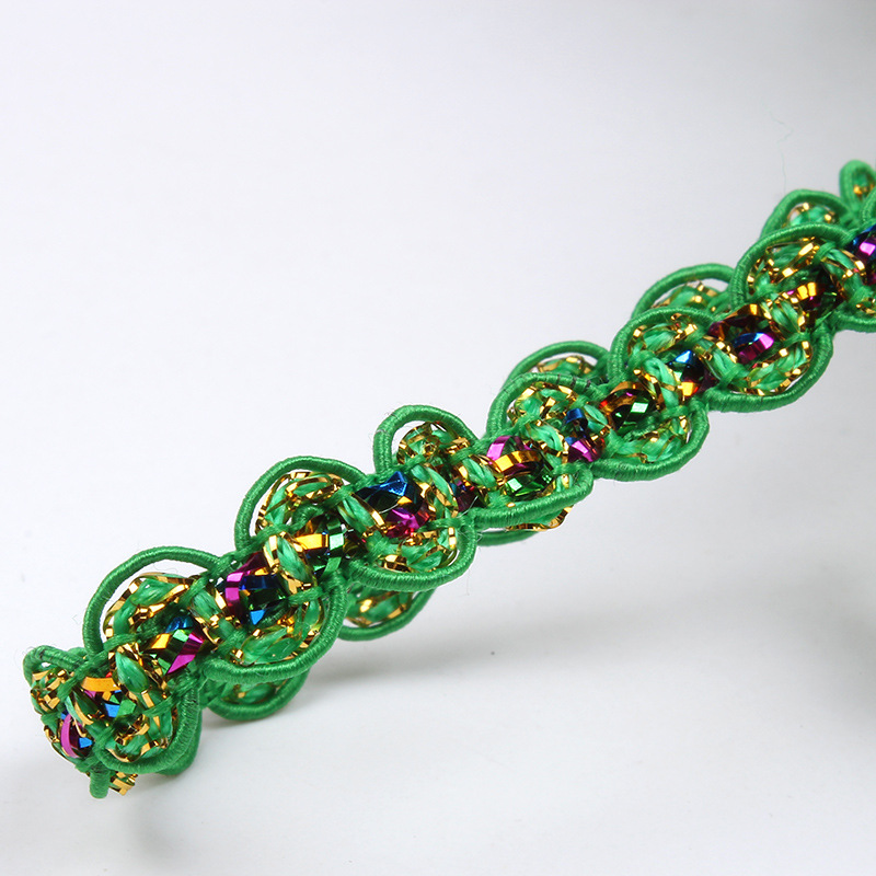 diy polyester garment tatting fabric lace 8mm S shape braided trimming edge sewing dancewear costume sequined lace trim ZD121