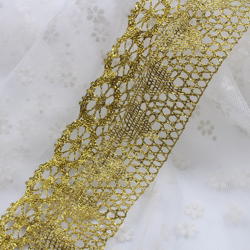 5cm Garment Accessories Gold Silver Wave Curve Clothing Textiles Ribbon Trims Lace Fabric ZD119