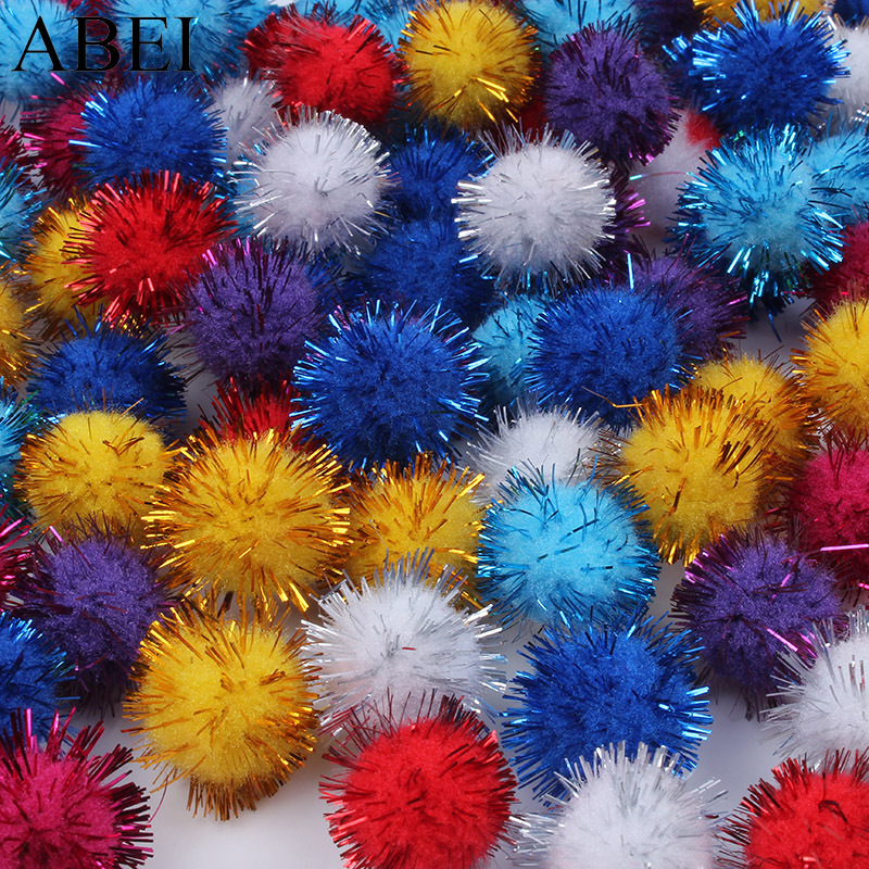 Mixed Glitter Pompoms Soft Pom Poms Balls Arts Toys DIY Craft Supplies Sewing Fabric Pompoms Wedding Home Decoration MQ3